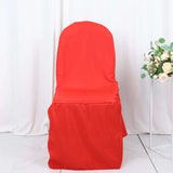 10 Pack Red Polyester Banquet Chair Covers, Reusable Stain Resistant Slip On Chair Covers