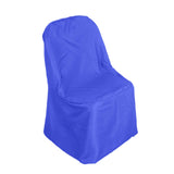 10 Pack Royal Blue Polyester Banquet Chair Covers, Reusable Stain Resistant Slip On Chair Covers