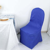 10 Pack Royal Blue Polyester Banquet Chair Covers, Reusable Stain Resistant Slip On Chair Covers