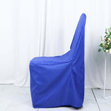 10 Pack Royal Blue Polyester Banquet Chair Covers, Reusable Stain Resistant Slip On Chair Covers