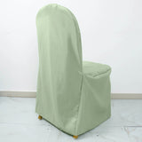 10 Pack Sage Green Polyester Banquet Chair Cover, Stain Resistant Slip On Chair Cover
