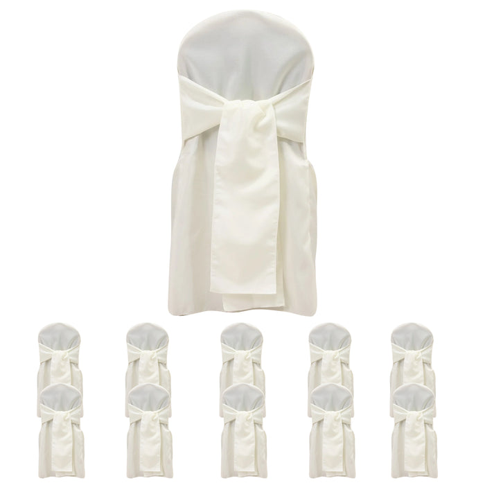 10-Pack Polyester Slip-On Banquet Chair Covers with Attached Sashes
