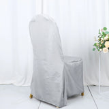 Silver Polyester Banquet Chair Cover, Reusable Stain Resistant Slip On Chair Cover
