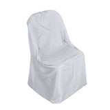 Silver Polyester Banquet Chair Cover, Reusable Stain Resistant Slip On Chair Cover#whtbkgd