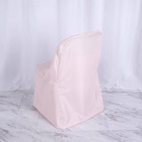 10 Pack Blush Polyester Folding Chair Covers, Reusable Stain Resistant Slip On Chair Covers