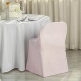 10 Pack Blush Polyester Folding Chair Covers, Reusable Stain Resistant Slip On Chair Covers