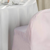 10 Pack Blush Polyester Folding Chair Covers, Reusable Stain Resistant Slip On Chair Covers