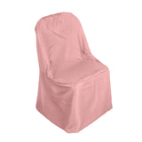 10 Pack Dusty Rose Polyester Folding Chair Covers, Reusable Stain Resistant Slip On Chair Covers