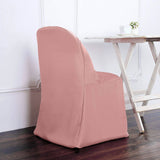 10 Pack Dusty Rose Polyester Folding Chair Covers, Reusable Stain Resistant Slip On Chair Covers