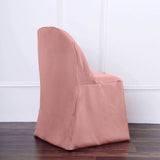 10 Pack Dusty Rose Polyester Folding Chair Covers, Reusable Stain Resistant Slip On Chair Covers