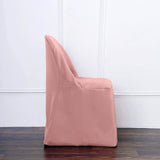 10 Pack Dusty Rose Polyester Folding Chair Covers, Reusable Stain Resistant Slip On Chair Covers