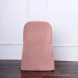 10 Pack Dusty Rose Polyester Folding Chair Covers, Reusable Stain Resistant Slip On Chair Covers