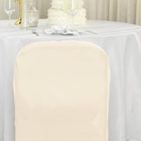 10 Pack Beige Polyester Folding Chair Covers, Reusable Stain Resistant Slip On Chair Covers