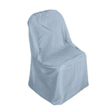 10 Pack Dusty Blue Polyester Folding Chair Covers, Reusable Stain Resistant Slip On Chair Covers