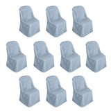 10 Pack Dusty Blue Polyester Folding Chair Covers, Reusable Stain Resistant Slip On Chair#whtbkgd