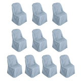 10 Pack Dusty Blue Polyester Folding Chair Covers, Reusable Stain Resistant Slip On Chair Covers