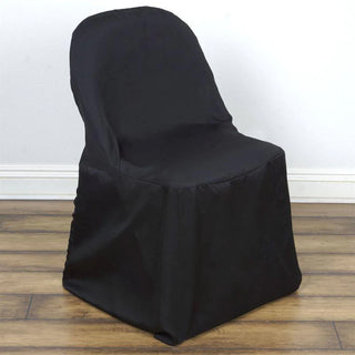 Premium Black Polyester Folding Chair Covers