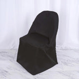 10 Pack Black Polyester Folding Chair Covers, Reusable Stain Resistant Slip On Chair Covers