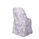 10 Pack Polyester Chair Covers for Folding Chairs – White Lavender Lilac French Toile Pattern