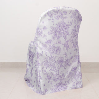 <strong>10 Pack French Toile Polyester Folding Chair Covers in Lavender</strong>