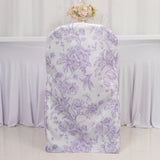 10 Pack Polyester Chair Covers for Folding Chairs – White Lavender Lilac French Toile Pattern