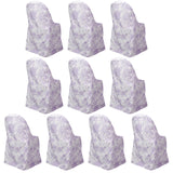 10 Pack Polyester Chair Covers for Folding Chairs – White Lavender Lilac French Toile Pattern