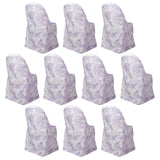 10 Pack Polyester Chair Covers for Folding Chairs – White Lavender Lilac French Toile Pattern