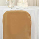 10 Pack Gold Polyester Folding Chair Covers, Reusable Stain Resistant Slip On Chair Covers