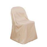 10 Pack Nude Polyester Folding Chair Covers, Reusable Stain Resistant Slip On Chair Covers