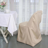 10 Pack Nude Polyester Folding Chair Covers, Reusable Stain Resistant Slip On Chair Covers