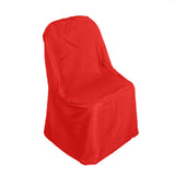 10 Pack Red Polyester Folding Chair Covers, Reusable Stain Resistant Slip On Chair Covers