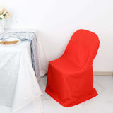 10 Pack Red Polyester Folding Chair Covers, Reusable Stain Resistant Slip On Chair Covers