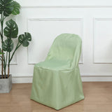 10 Pack Sage Green Polyester Folding Chair Covers, Reusable Stain Resistant Slip On Chair Covers