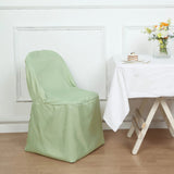 10 Pack Sage Green Polyester Folding Chair Covers, Reusable Stain Resistant Slip On Chair Covers