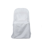 Silver Polyester Folding Round Chair Cover, Reusable Stain Resistant Chair Cover
