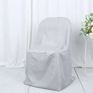 Premium Silver Polyester Folding Chair Covers