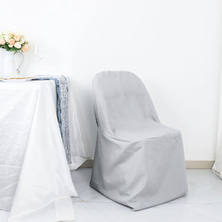 Stylish and Convenient Silver Polyester Chair Cover