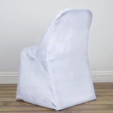 10 Pack White Polyester Folding Chair Covers, Reusable Stain Resistant Slip On Chair Covers