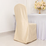 Beige Stretch Slim Fit Scuba Chair Covers, Wrinkle Free Durable Slip On Chair Covers