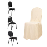 Beige Stretch Slim Fit Scuba Chair Covers, Wrinkle Free Durable Slip On Chair Covers