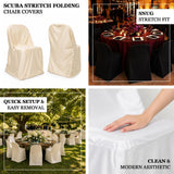 Scuba stretch folding chair covers for snug fit, easy setup, modern events