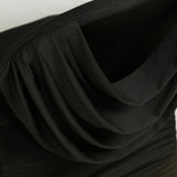 Spandex Folding Chair Cover Black with Ruched Swag Back and Foot Pockets – Fitted Stretch Slipcover