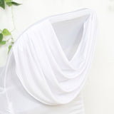 Spandex Folding Chair Cover White with Ruched Swag Back and Foot Pockets – Fitted Stretch Slipcover