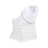 Spandex Folding Chair Cover White with Ruched Swag Back and Foot Pockets – Fitted Stretch#whtbkgd