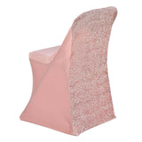 Blush / Rose Gold Spandex Stretch Folding Chair Cover, Fitted Chair Cover with Metallic Shimmer