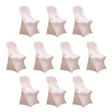 10 Pack Blush Spandex Folding Slip On Chair Covers, Stretch Fitted Chair Covers - 160 GSM#whtbkgd