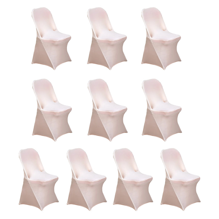 10 Pack Blush Spandex Folding Slip On Chair Covers, Stretch Fitted Chair Covers - 160 GSM