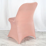 10 Pack Dusty Rose Spandex Folding Slip On Chair Covers, Stretch Fitted Chair Covers - 160 GSM