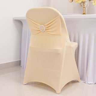 <h3 style="margin-left:0px;"><span style="background-color:transparent;color:#000000;">Beautiful Beige Spandex Folding Slip On Chair Covers</span>