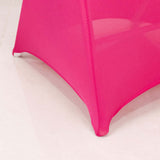 Fuchsia Spandex Folding Chair Covers with Silver Rhinestone Buckled Sash Band